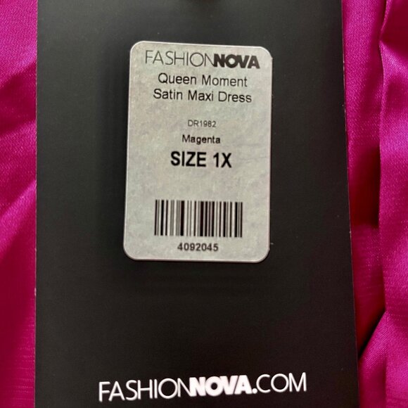 NEW Fashion Nova Queen Moment Satin Maxi Dress SZ 1X Magenta Dressy - Picture 6 of 15